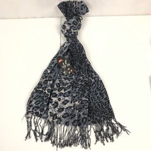Ladies Pashmina Scarf Blue Black Leopard Print Zhen Xin New Womens